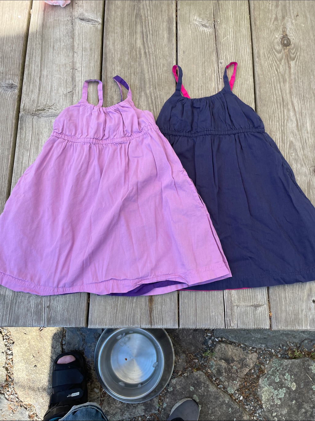 Primary Girls' Cotton Sundress Set - Lavender & Navy, Reversible 4 Dresses In 2